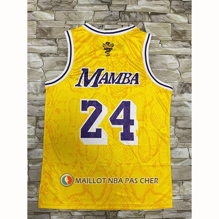 Maillot Los Angeles Lakers Kobe Bryant NO 24 Mamba Jaune